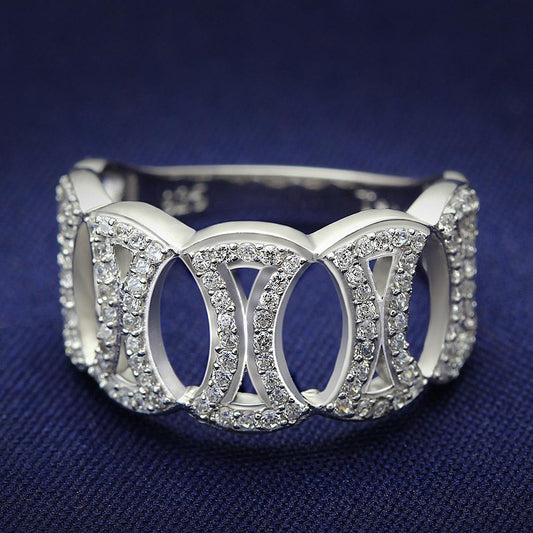 TS009 - Rhodium 925 Sterling Silver Ring with AAA Grade CZ  in Clear LuxuryLifeWay Online Store
