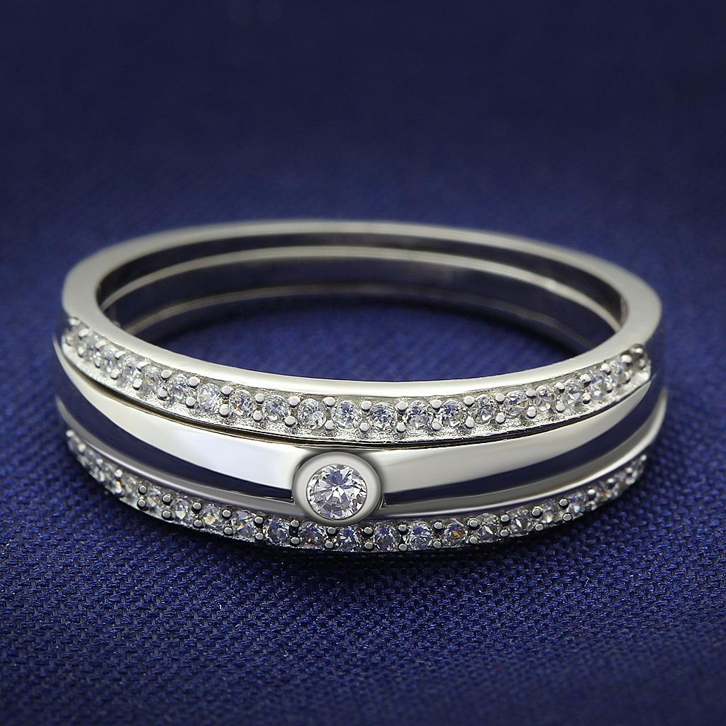 TS013 - Rhodium 925 Sterling Silver Ring with AAA Grade CZ  in Clear LuxuryLifeWay Online Store