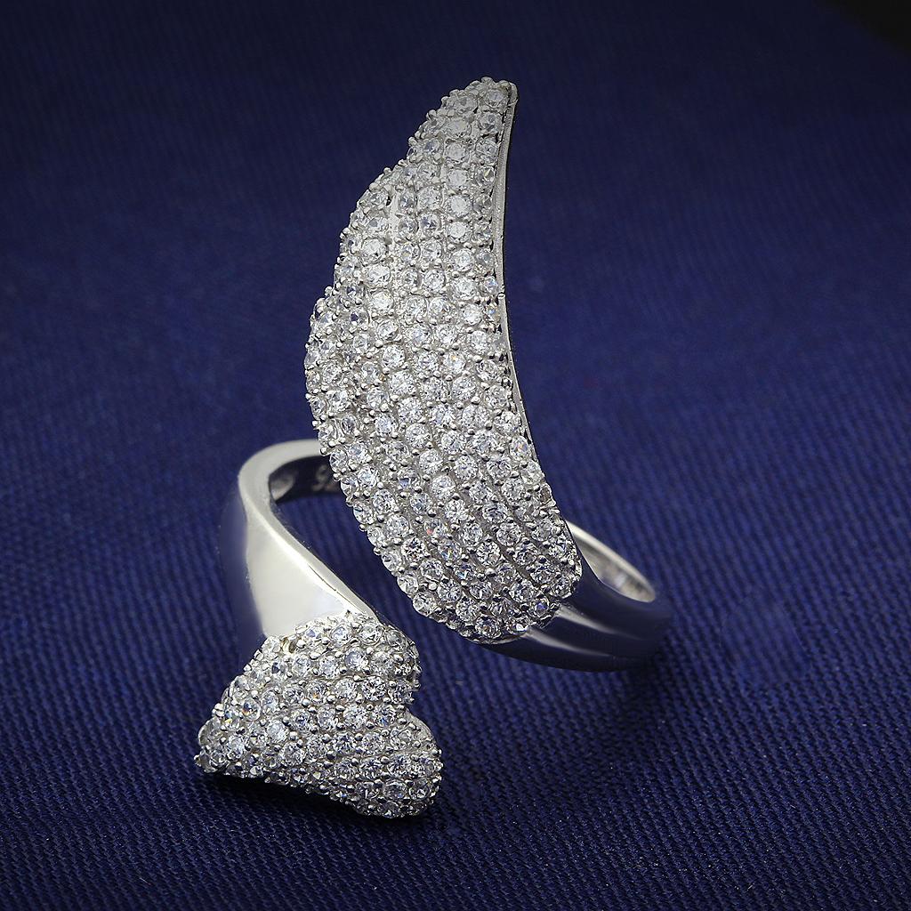 TS014 - Rhodium 925 Sterling Silver Ring with AAA Grade CZ  in Clear LuxuryLifeWay Online Store