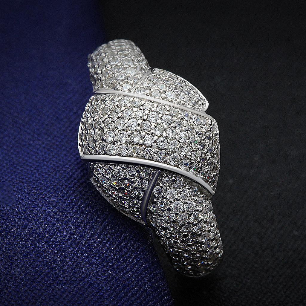 TS016 - Rhodium 925 Sterling Silver Ring with AAA Grade CZ  in Clear LuxuryLifeWay Online Store