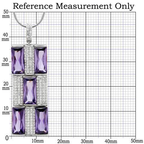 TS026 - Rhodium 925 Sterling Silver Chain Pendant with AAA Grade CZ  in Amethyst LuxuryLifeWay Online Store
