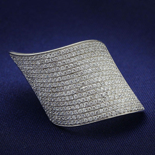TS027 - Rhodium 925 Sterling Silver Ring with AAA Grade CZ  in Clear LuxuryLifeWay Online Store