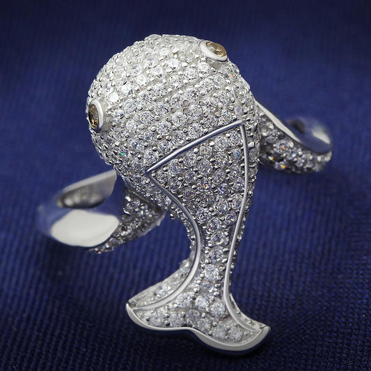 TS031 - Rhodium 925 Sterling Silver Ring with AAA Grade CZ  in Brown LuxuryLifeWay Online Store