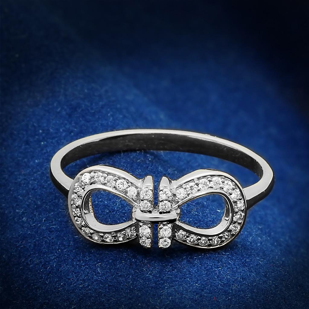 TS047 - Rhodium 925 Sterling Silver Ring with AAA Grade CZ  in Clear LuxuryLifeWay Online Store
