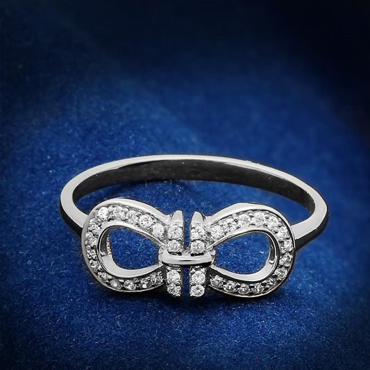 TS047 - Rhodium 925 Sterling Silver Ring with AAA Grade CZ  in Clear LuxuryLifeWay Online Store