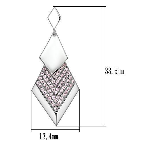 TS053 - Rhodium 925 Sterling Silver Earrings with AAA Grade CZ  in Rose LuxuryLifeWay Online Store
