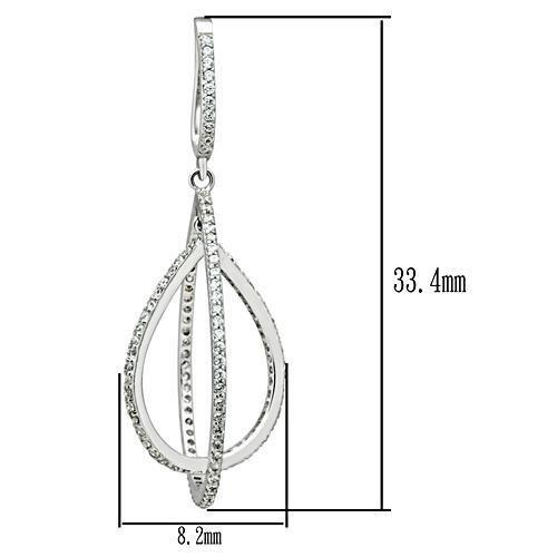 TS055 - Rhodium 925 Sterling Silver Earrings with AAA Grade CZ  in Clear LuxuryLifeWay Online Store