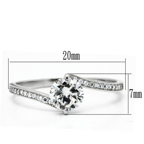 TS057 - Rhodium 925 Sterling Silver Ring with AAA Grade CZ  in Clear LuxuryLifeWay Online Store