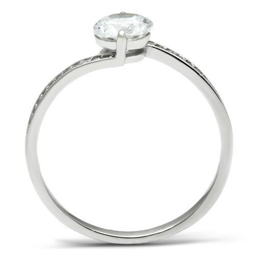 TS057 - Rhodium 925 Sterling Silver Ring with AAA Grade CZ  in Clear LuxuryLifeWay Online Store