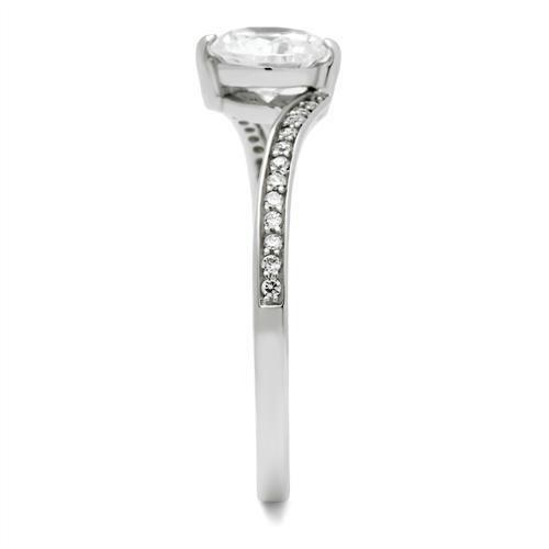 TS057 - Rhodium 925 Sterling Silver Ring with AAA Grade CZ  in Clear LuxuryLifeWay Online Store