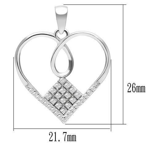 TS062 - Rhodium 925 Sterling Silver Necklace with AAA Grade CZ  in Clear LuxuryLifeWay Online Store