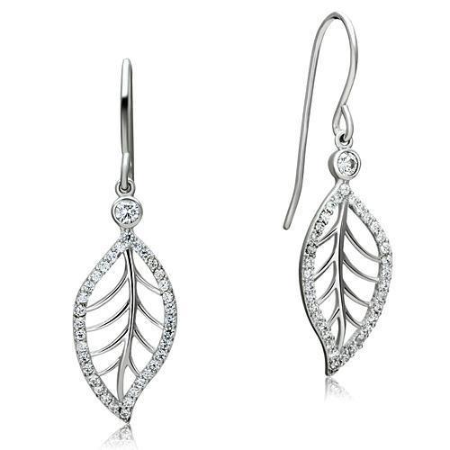 TS068 - Rhodium 925 Sterling Silver Earrings with AAA Grade CZ  in Clear LuxuryLifeWay Online Store