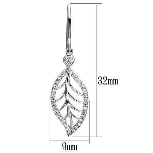 TS068 - Rhodium 925 Sterling Silver Earrings with AAA Grade CZ  in Clear LuxuryLifeWay Online Store