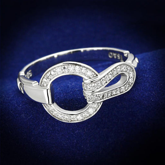 TS105 - Rhodium 925 Sterling Silver Ring with AAA Grade CZ  in Clear LuxuryLifeWay Online Store