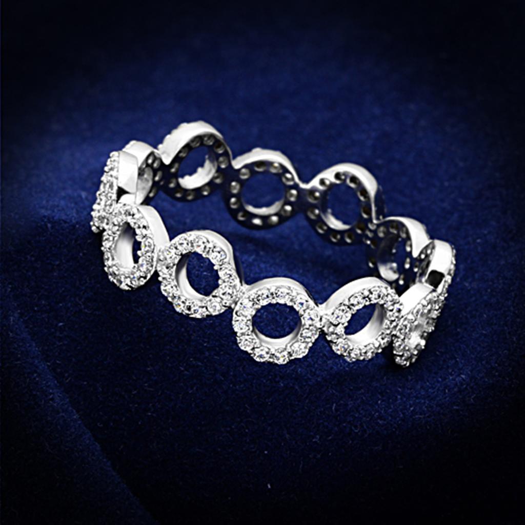 TS139 - Rhodium 925 Sterling Silver Ring with AAA Grade CZ  in Clear LuxuryLifeWay Online Store