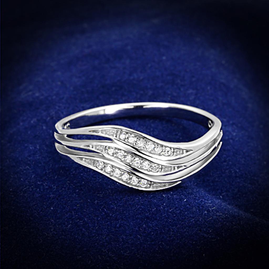 TS143 - Rhodium 925 Sterling Silver Ring with AAA Grade CZ  in Clear LuxuryLifeWay Online Store