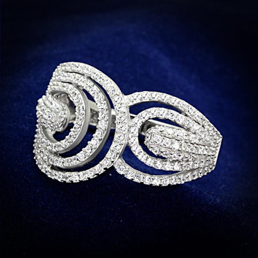 TS147 - Rhodium 925 Sterling Silver Ring with AAA Grade CZ  in Clear LuxuryLifeWay Online Store