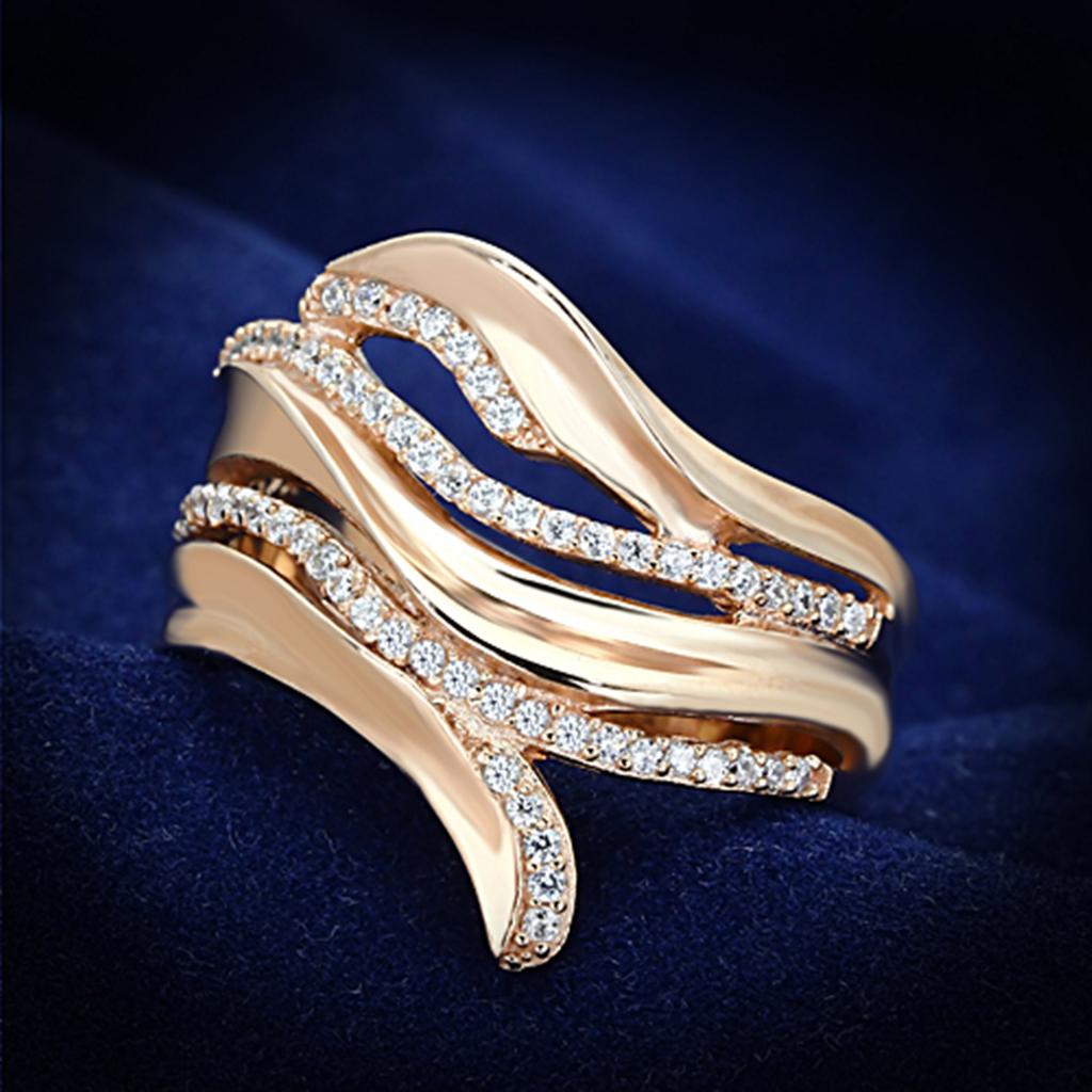 TS168 - Rose Gold 925 Sterling Silver Ring with AAA Grade CZ  in Clear LuxuryLifeWay Online Store