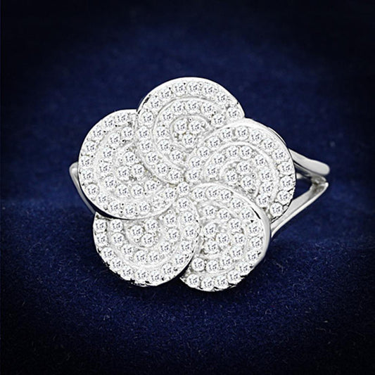 TS171 - Rhodium 925 Sterling Silver Ring with AAA Grade CZ  in Clear LuxuryLifeWay Online Store