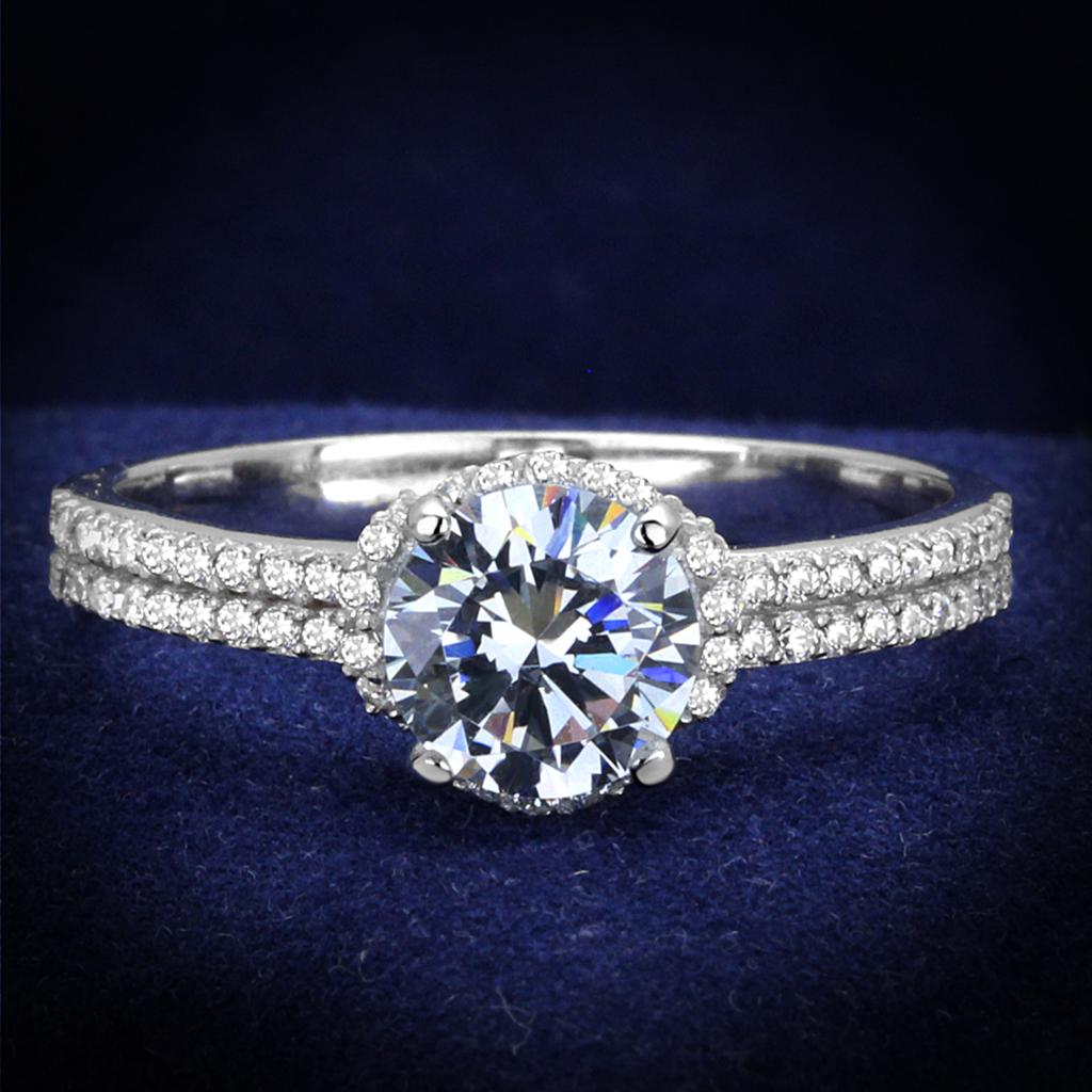 TS197 - Rhodium 925 Sterling Silver Ring with AAA Grade CZ  in Clear LuxuryLifeWay Online Store
