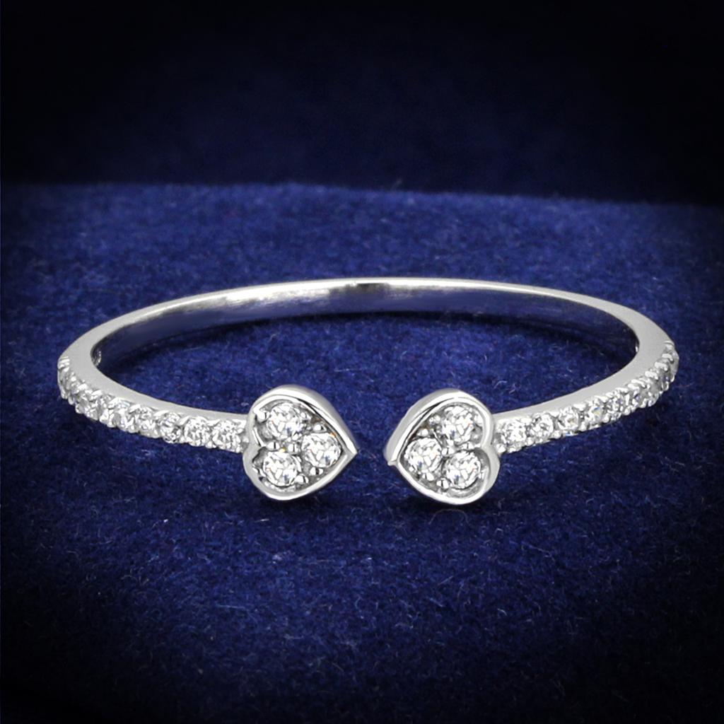 TS205 - Rhodium 925 Sterling Silver Ring with AAA Grade CZ  in Clear LuxuryLifeWay Online Store