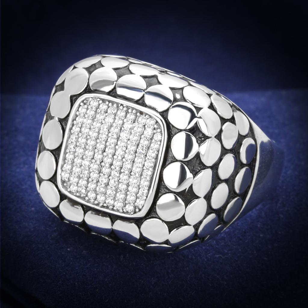 TS215 - Rhodium 925 Sterling Silver Ring with AAA Grade CZ  in Clear LuxuryLifeWay Online Store