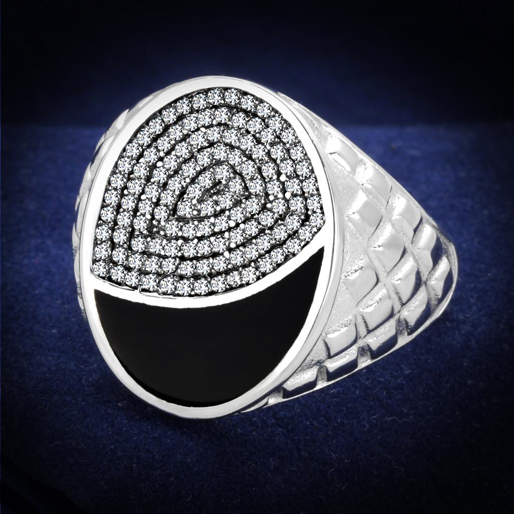 TS216 - Rhodium 925 Sterling Silver Ring with AAA Grade CZ  in Clear LuxuryLifeWay Online Store