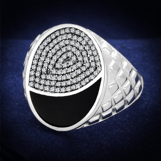 TS216 - Rhodium 925 Sterling Silver Ring with AAA Grade CZ  in Clear LuxuryLifeWay Online Store