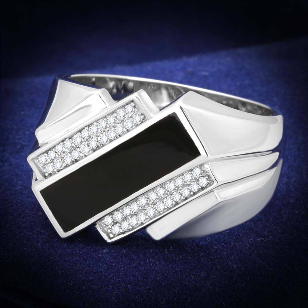 TS218 - Rhodium 925 Sterling Silver Ring with AAA Grade CZ  in Clear LuxuryLifeWay Online Store