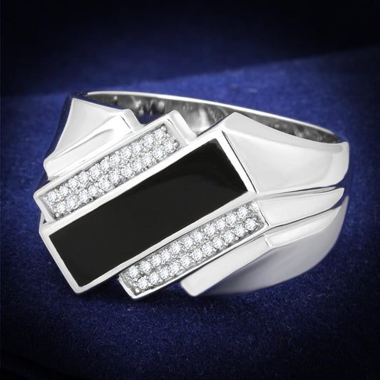 TS218 - Rhodium 925 Sterling Silver Ring with AAA Grade CZ  in Clear LuxuryLifeWay Online Store