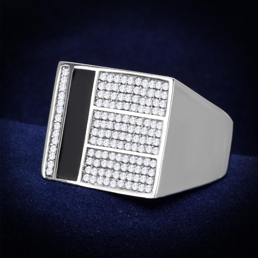 TS222 - Rhodium 925 Sterling Silver Ring with AAA Grade CZ  in Clear LuxuryLifeWay Online Store