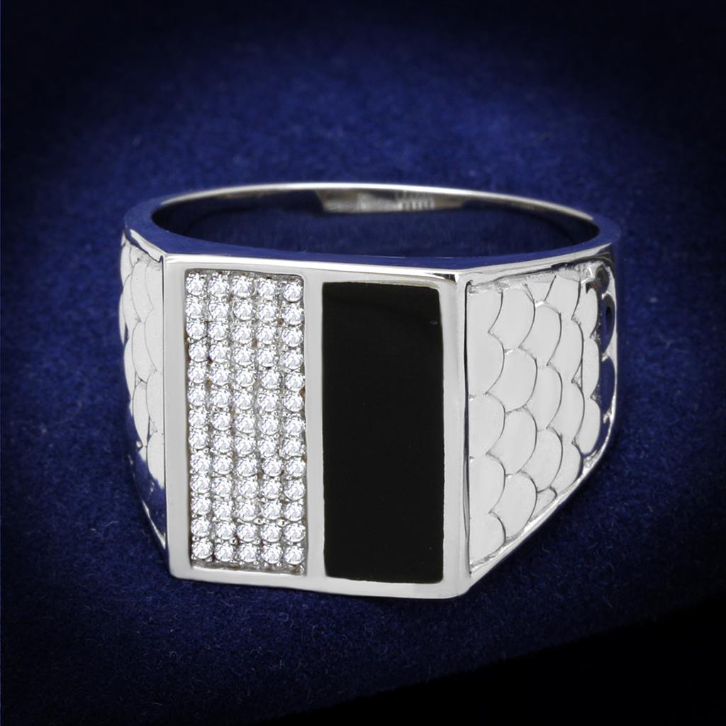 TS226 - Rhodium 925 Sterling Silver Ring with AAA Grade CZ  in Clear LuxuryLifeWay Online Store