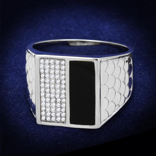 TS226 - Rhodium 925 Sterling Silver Ring with AAA Grade CZ  in Clear LuxuryLifeWay Online Store