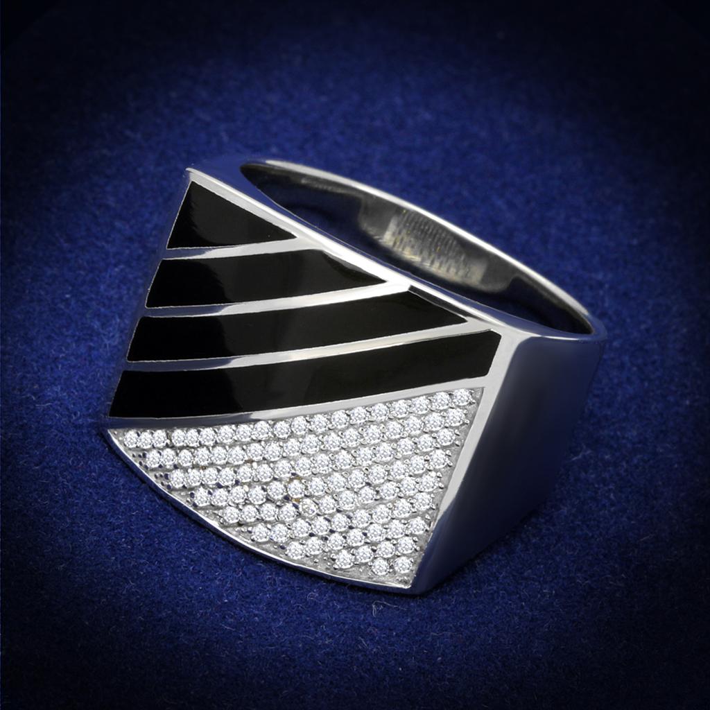 TS227 - Rhodium 925 Sterling Silver Ring with AAA Grade CZ  in Clear LuxuryLifeWay Online Store