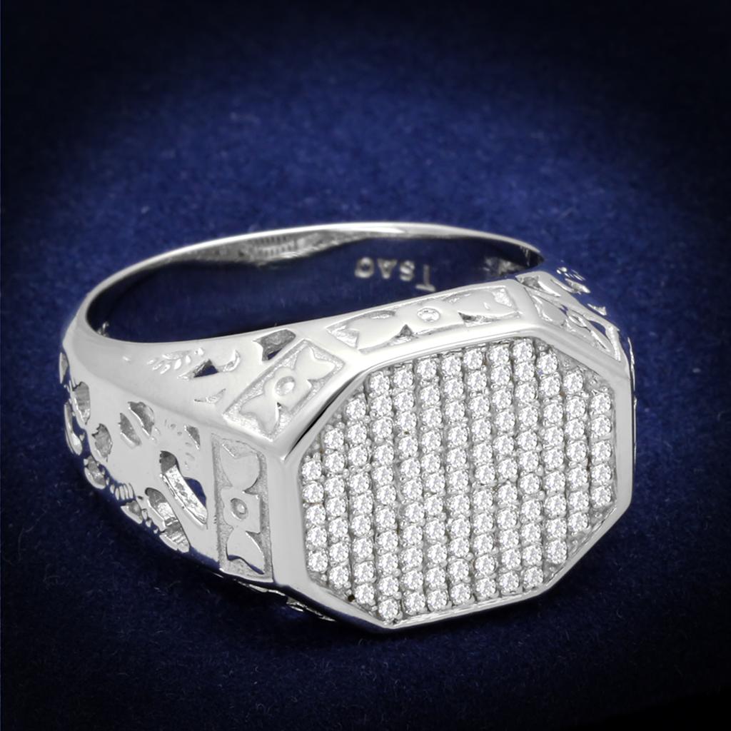 TS229 - Rhodium 925 Sterling Silver Ring with AAA Grade CZ  in Clear LuxuryLifeWay Online Store
