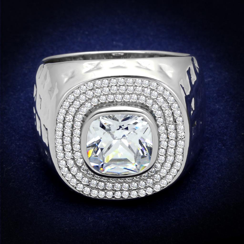 TS231 - Rhodium 925 Sterling Silver Ring with AAA Grade CZ  in Clear LuxuryLifeWay Online Store