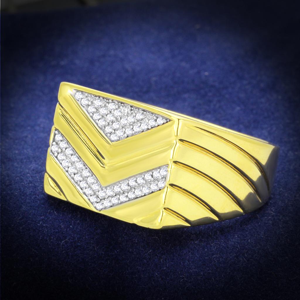 TS234 - Gold+Rhodium 925 Sterling Silver Ring with AAA Grade CZ  in Clear LuxuryLifeWay Online Store