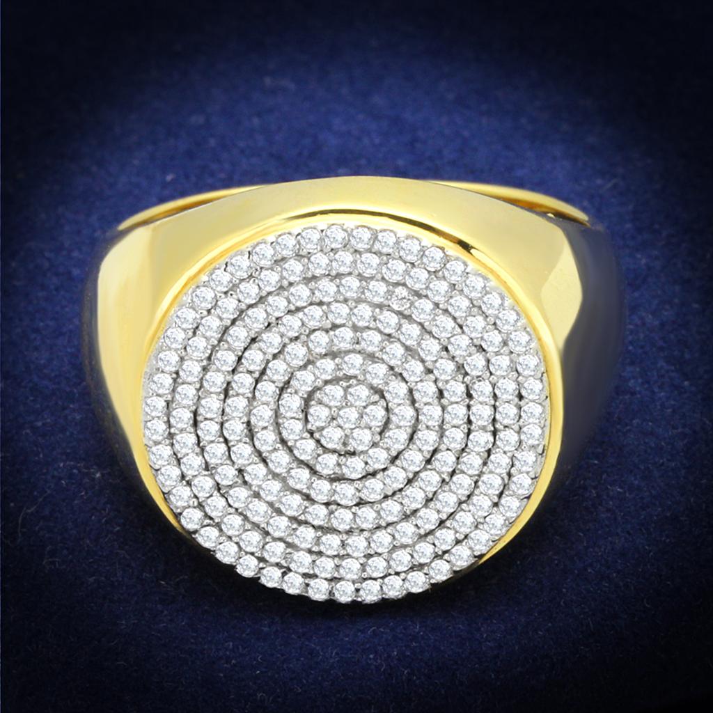 TS238 - Gold+Rhodium 925 Sterling Silver Ring with AAA Grade CZ  in Clear LuxuryLifeWay Online Store