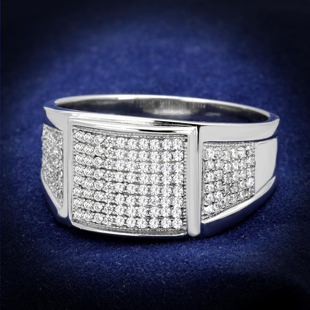 TS241 - Rhodium 925 Sterling Silver Ring with AAA Grade CZ  in Clear LuxuryLifeWay Online Store