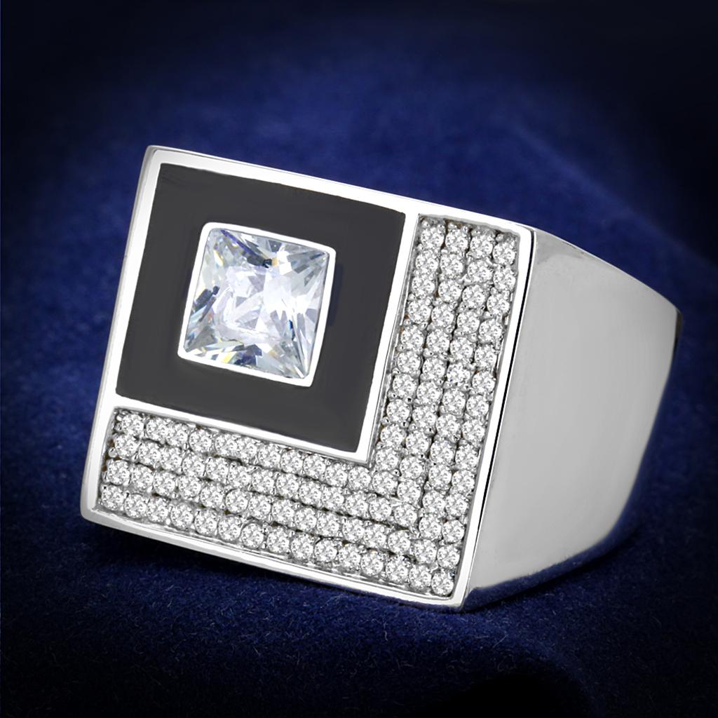 TS242 - Rhodium 925 Sterling Silver Ring with AAA Grade CZ  in Clear LuxuryLifeWay Online Store