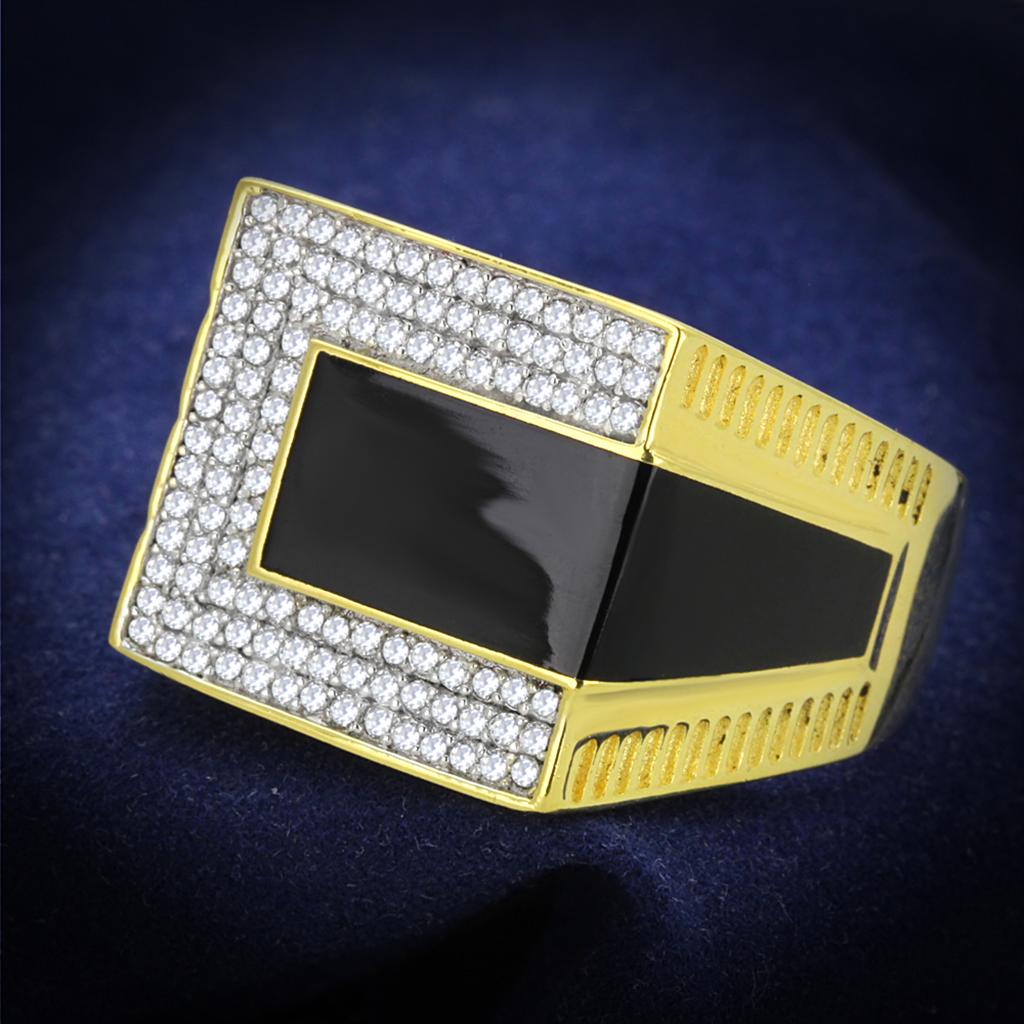 TS245 - Gold+Rhodium 925 Sterling Silver Ring with AAA Grade CZ  in Clear LuxuryLifeWay Online Store