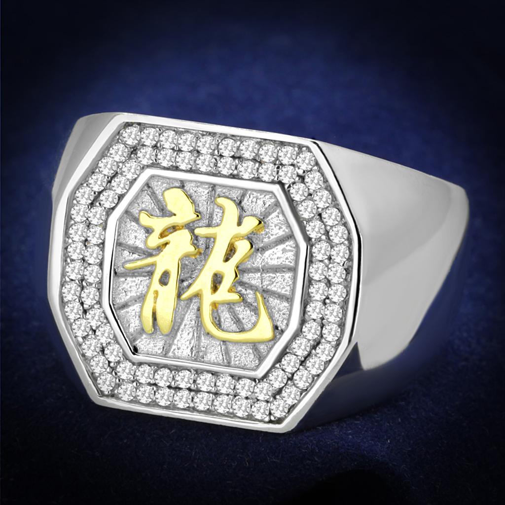 TS246 - Reverse Two-Tone 925 Sterling Silver Ring with AAA Grade CZ  in Clear LuxuryLifeWay Online Store
