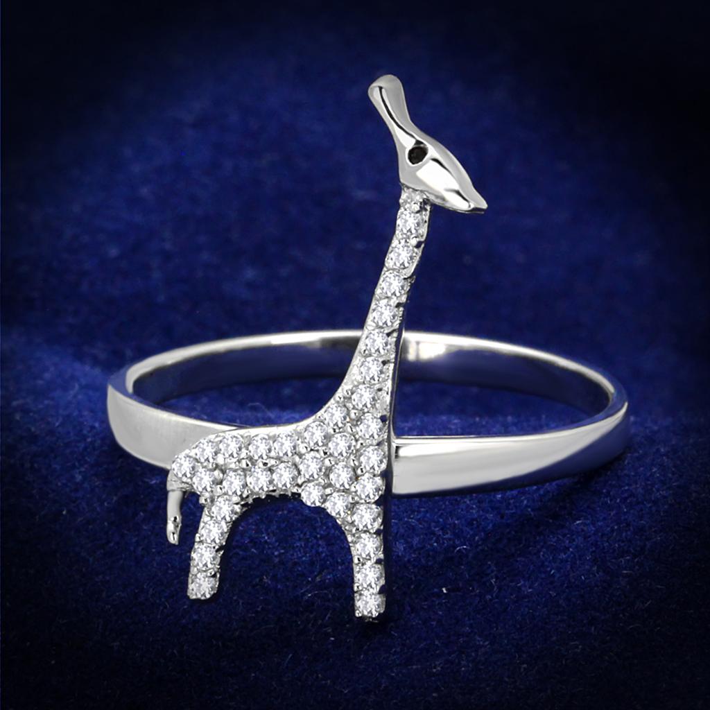 TS255 - Rhodium 925 Sterling Silver Ring with AAA Grade CZ  in Clear LuxuryLifeWay Online Store