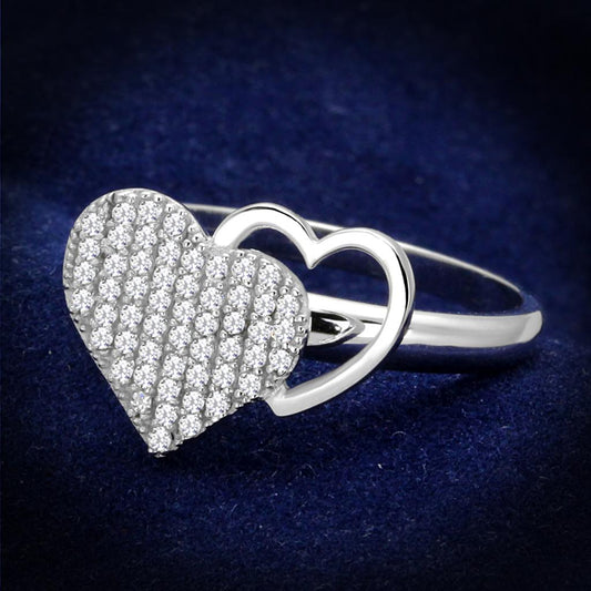 TS260 - Rhodium 925 Sterling Silver Ring with AAA Grade CZ  in Clear LuxuryLifeWay Online Store