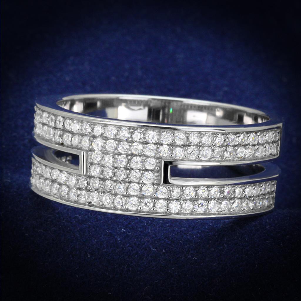 TS273 - Rhodium 925 Sterling Silver Ring with AAA Grade CZ  in Clear LuxuryLifeWay Online Store