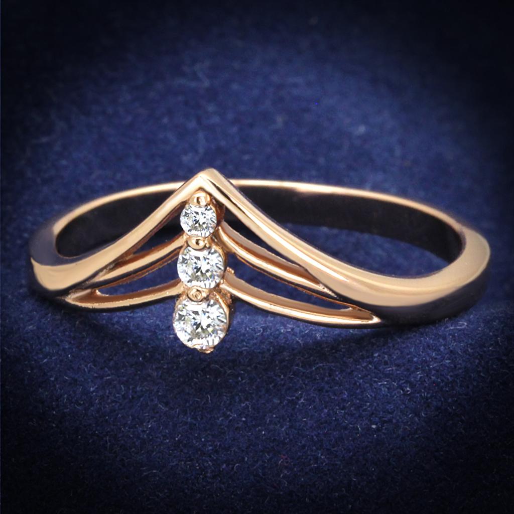 TS283 - Rose Gold 925 Sterling Silver Ring with AAA Grade CZ  in Clear LuxuryLifeWay Online Store