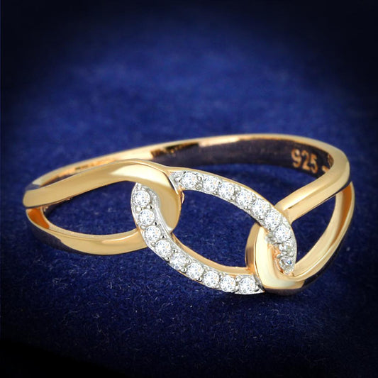 TS362 - Rose Gold + Rhodium 925 Sterling Silver Ring with AAA Grade CZ  in Clear LuxuryLifeWay Online Store