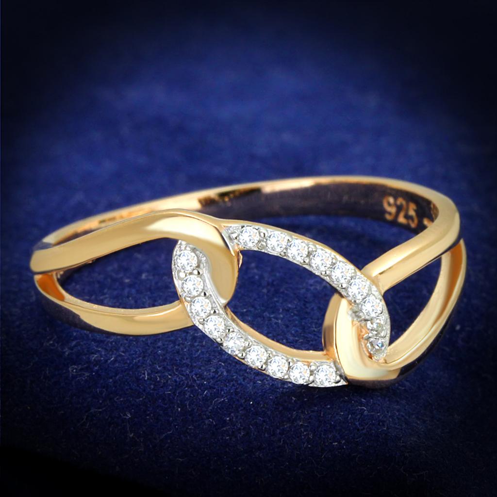 TS362 - Rose Gold + Rhodium 925 Sterling Silver Ring with AAA Grade CZ  in Clear LuxuryLifeWay Online Store