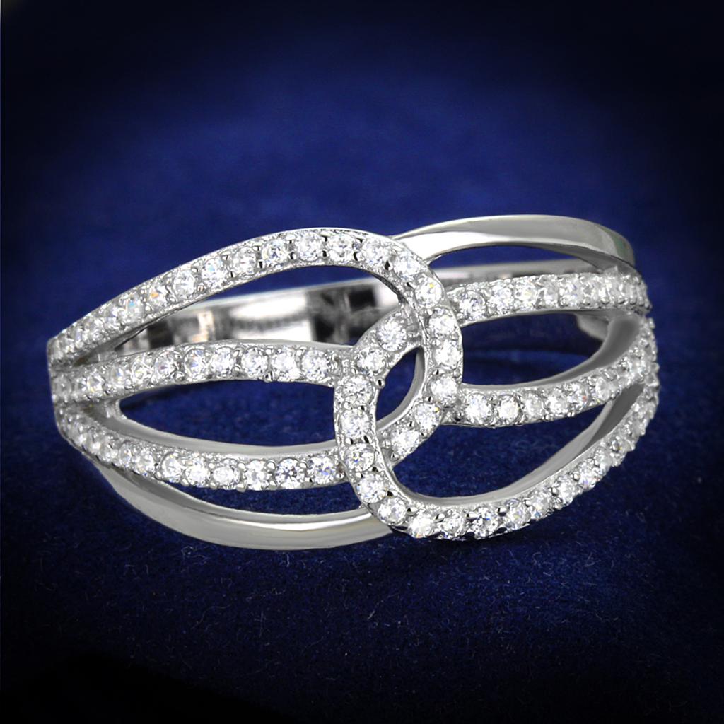 TS363 - Rhodium 925 Sterling Silver Ring with AAA Grade CZ  in Clear LuxuryLifeWay Online Store