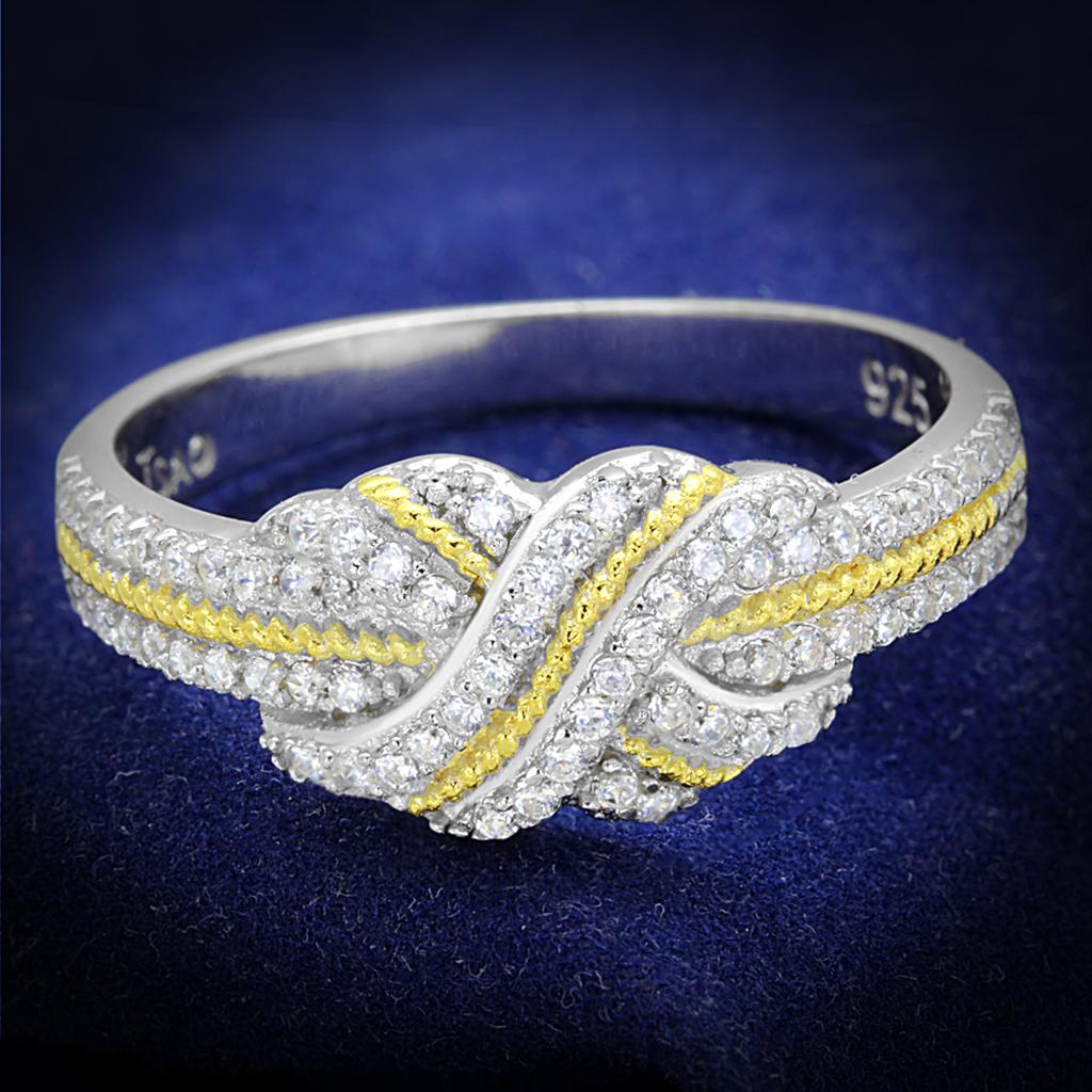 TS370 - Reverse Two-Tone 925 Sterling Silver Ring with AAA Grade CZ  in Clear LuxuryLifeWay Online Store